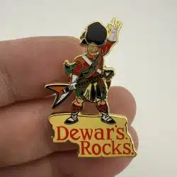 Dewar's Rocks Scotsman In Kilt With Guitar Lapel Hat Pin