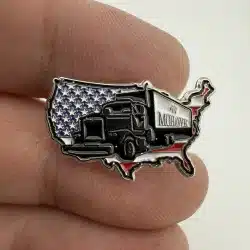 Mohawk Industries Inc. Flooring Truck Pin - U.S. Flag over Map with Semi-Truck