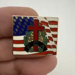 FCA Fellowship of Christian Athletes Flag and Cross Lapel Hat Pin