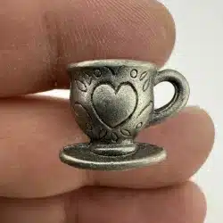 Coffee Tea Cup with Heart Lapel Hat Pin