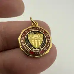 USC University Of Southern California Charm - Red And Yellow Enamel - Gold Tone