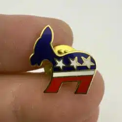 Democratic Party Donkey Logo Pin - Red, White, And Blue Enamel, 3 Stars