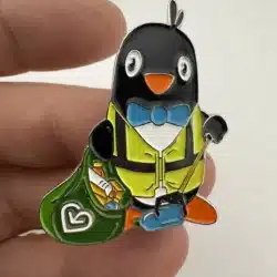 Penguin Picking Up Trash Lapel Hat Pin