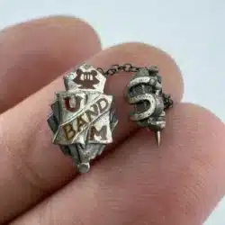 Vintage UM University of Minnesota Band Pin Brooch With Chain and S Pin