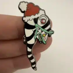 Spooksieboo Striped Sandworm Santa Pin