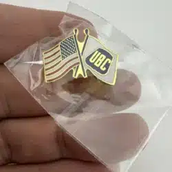 USA Flag x UBC United Brotherhood Of Carpenters Flag Lapel Hat Pin
