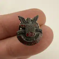 Vintage United States Government 20 Years Service Pin - Sterling Silver