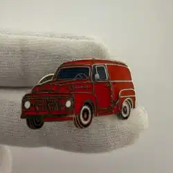 Red 1951 Ford F-1 Panel Truck Shaped Pin - Dual Clasp