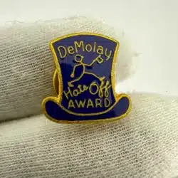 Vintage DeMolay Hats Off Award Screwback Pin