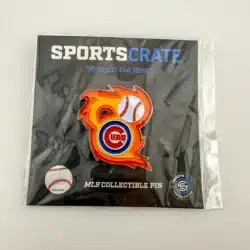 Chicago Cubs Logo Baseball Flame Pin by SportsCrate
