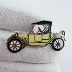 Vintage Car Lapel Hat Pin - Light Yellow