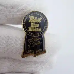 Vintage PBR Pabst Blue Ribbon 100 Years Of Quality Pin - 1893-1993 - Dark Blue