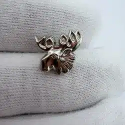Sterling Silver Moose or Elk Head with Antlers Screwback Pin - Made in the USA