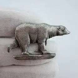 Pewter Polar Bear On Ice Pin