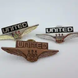 United Airlines 1992 Olympics Wings Pins - Bronze, Silver, and Gold Tone Pins