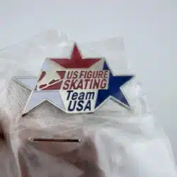 Alternative view of US Figure Skating Team USA Red White and Blue Stars Lapel Hat Pin