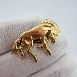 Gold Tone Bucking Horse Lapel Hat Pin