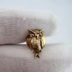 Gold Tone Owl Bird Tie Tack Pin - Tiny