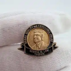 NASA George M. Low Trophy Pin - Quality and Excellence Award - Black Gold Tone