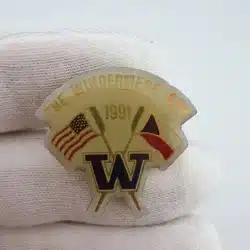 1991 The Windermere Cup Pin - Crossed Flags On Oars, UW Huskies Logo