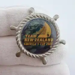 America's Cup 2000 Team New Zealand Pin Badge - Ship's Wheel