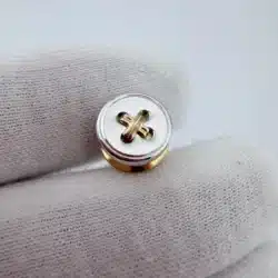 Walter E Hayward WEH Button Pin - Sterling Silver + 14K Gold - 3/8"