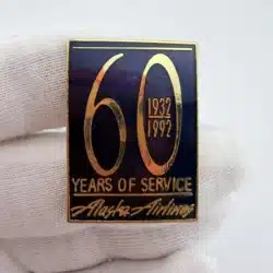 Alaska Airlines 1932-1992 60 Years Of Service Pin - Curved Item - Damage
