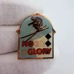 No Guts No Glory Double Black Diamond Skiing Pin Brooch