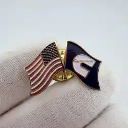 Cummins Diesel Engines Flag and American Flag Pin