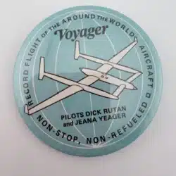 Vintage Rutan Voyager Pinback Button - Dick Rutan and Jeana Yeager