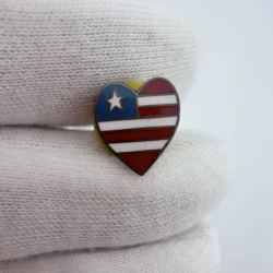 Patriotic American Flag Heart Shaped Pin - Skewed and Tiny