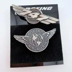 Boeing 747 Wings Pin + Boeing Winged Globe Pin