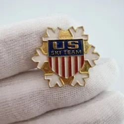 US United States Ski Team Crest and Snowflake Pin