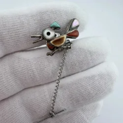 Vintage Zuni Roadrunner Bird Tie Tack Pin