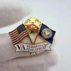 VA Veteran Affairs Research & Development Crossed Flags Pin