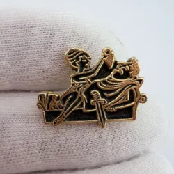 Reclining Roman Soldier Being Fed Grapes Lapel Pin