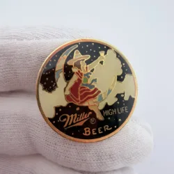 Miller High Life Beer The Girl In The Crescent Moon Lapel Pin HTF