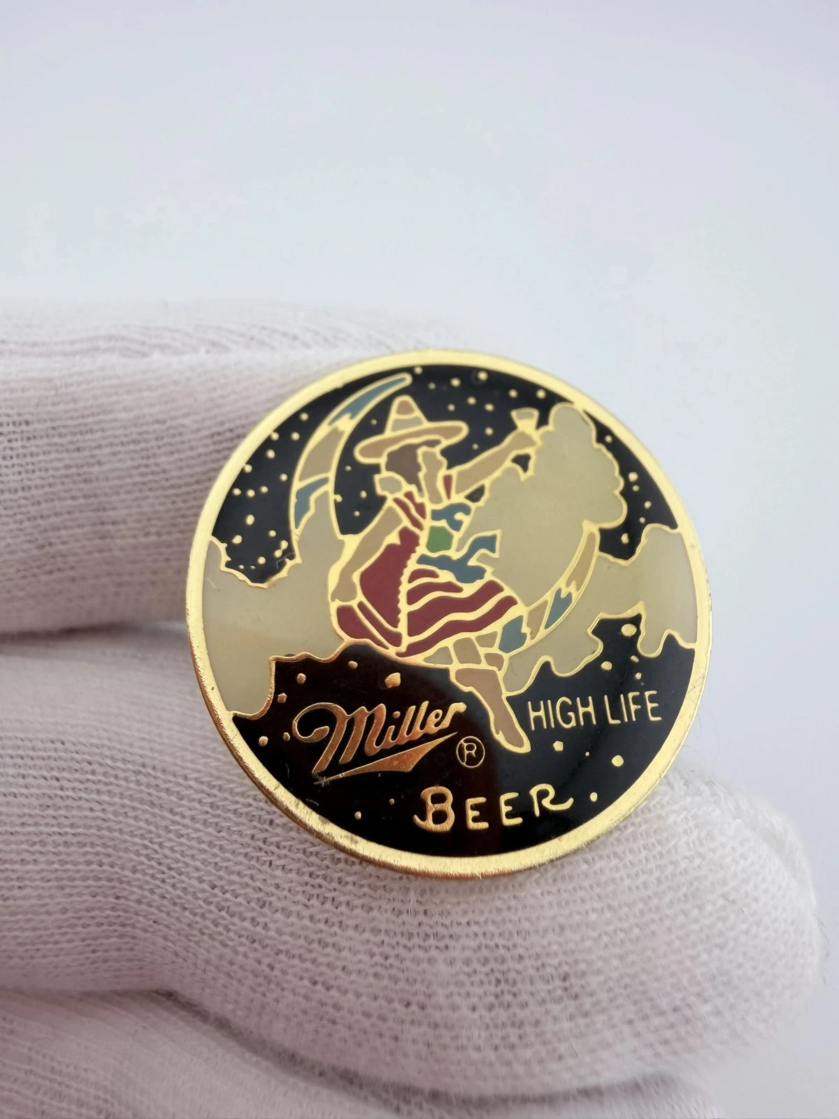 Miller High Life Beer The Girl In The Crescent Moon Lapel Pin HTF - Image 2