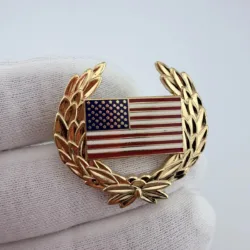 United States Flag & Wreath Lapel Pin - Dual Clasp