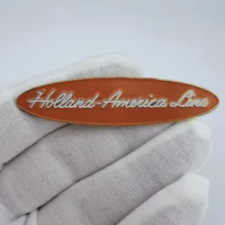 Holland-America Line Orange Oval Lapel Pin - 2.75" x 5/8"