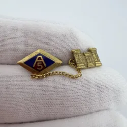 US Army 5th Army Division and Engineer Insignia Pins on Chain