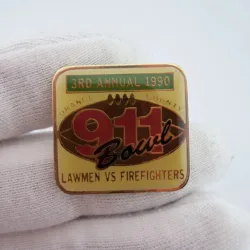 1990 Orange County 911 Bowl Lapel Pin - Lawmen vs. Firefighters