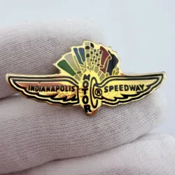 Indianapolis Motor Speedway Lapel Pin - Winged Wheel and Flags