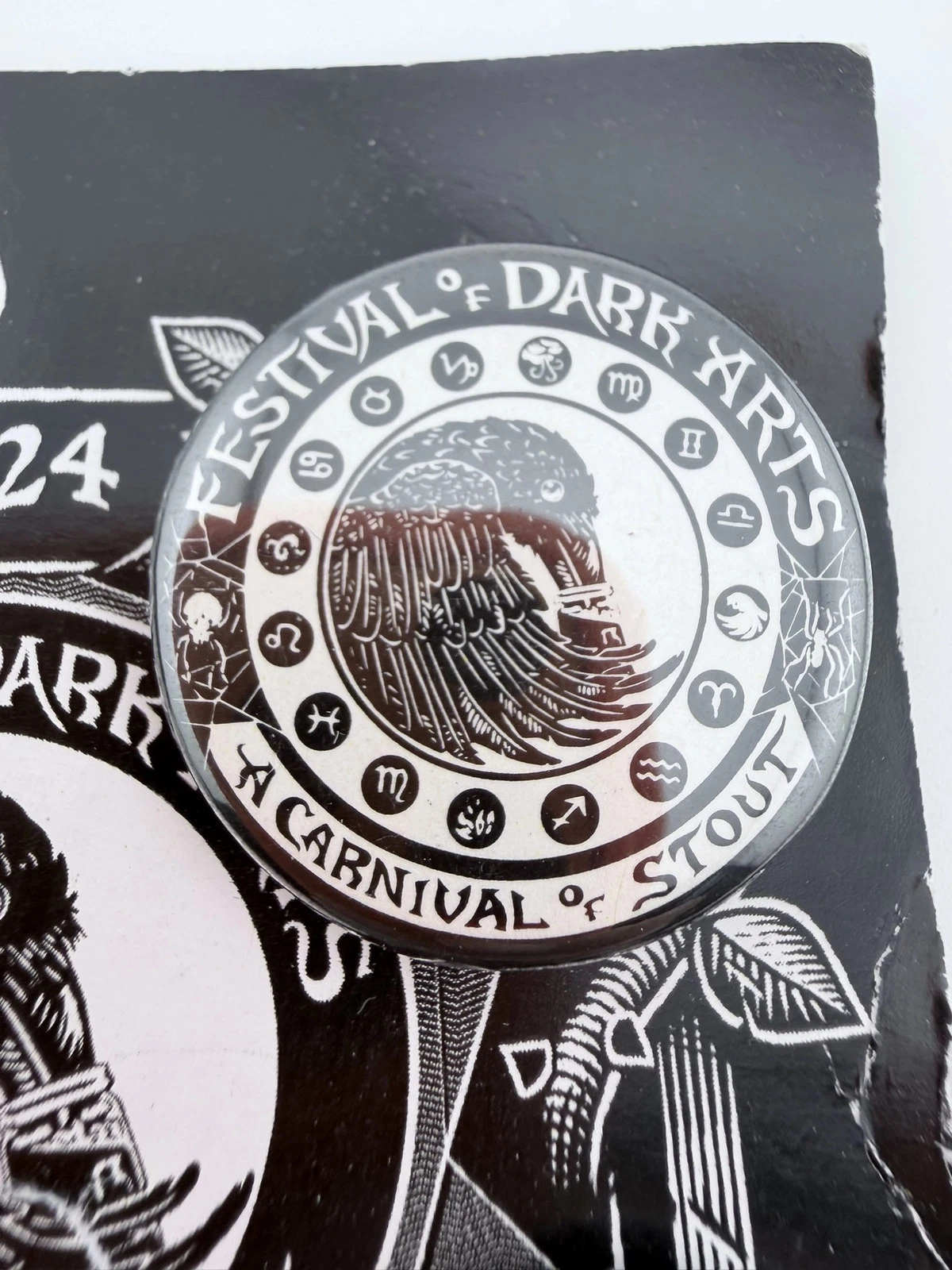2024 Festival of Dark Arts 4 Pinback Button Set - Paper Backing Flaws - Image 3