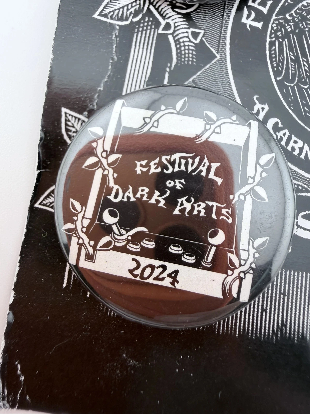 2024 Festival of Dark Arts 4 Pinback Button Set - Paper Backing Flaws - Image 4