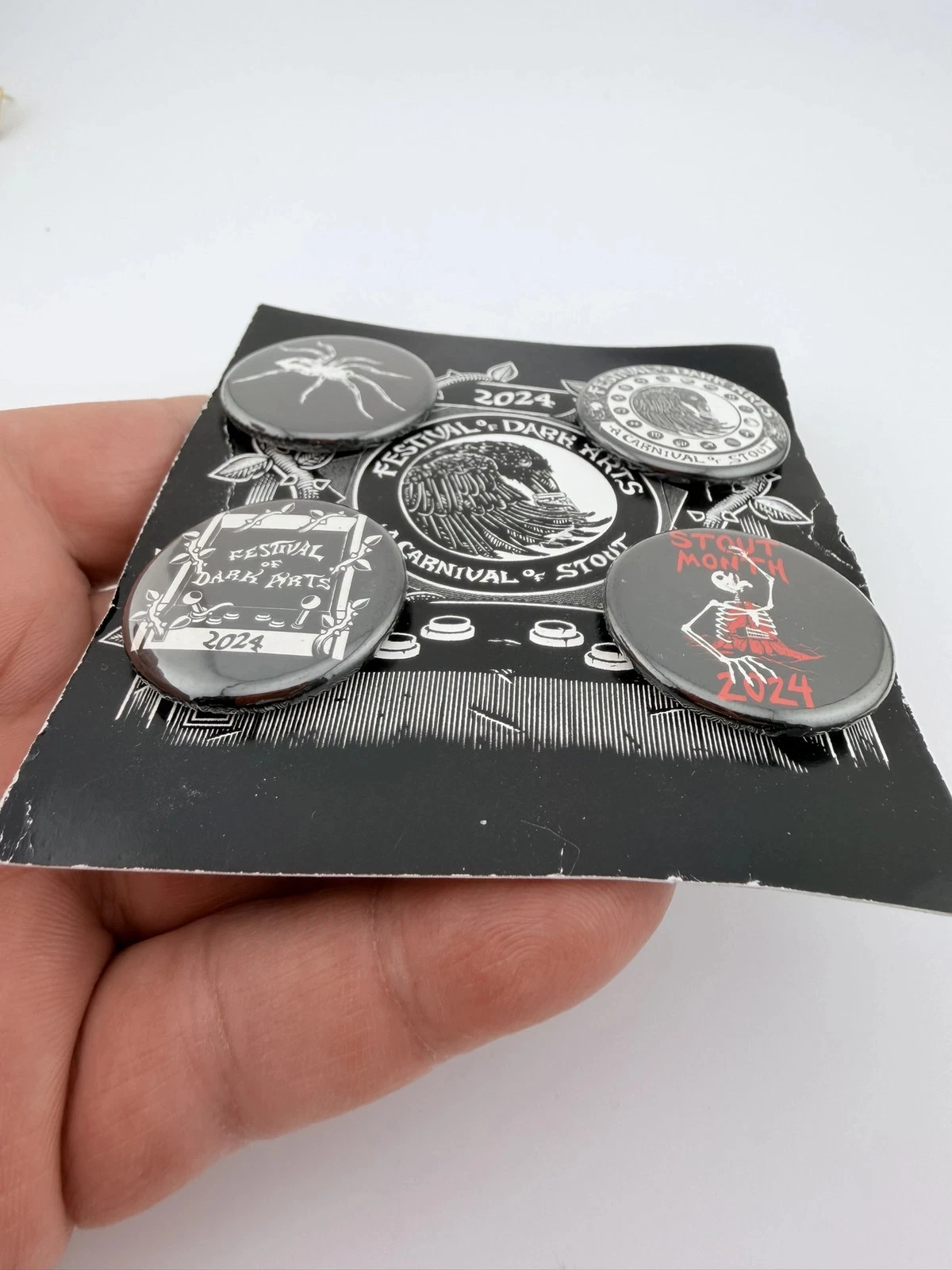 2024 Festival of Dark Arts 4 Pinback Button Set - Paper Backing Flaws - Image 6