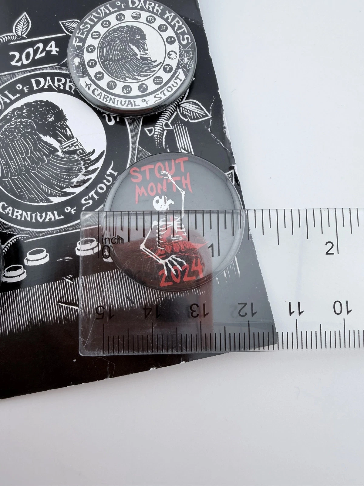 2024 Festival of Dark Arts 4 Pinback Button Set - Paper Backing Flaws - Image 9