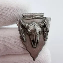 Feathered Buffalo Skull Arrowhead Pin