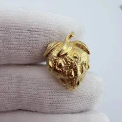 Dotty Smith Gold Tone Strawberry Lapel Pin