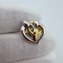 Family Heart Lapel Pin - Silver Tone Adults and Gold Tone Child